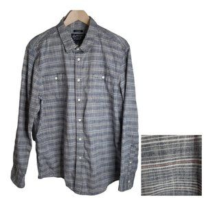 American Rag Button Down Shirt Blue Red White Stripe Men's Chambray Size XL